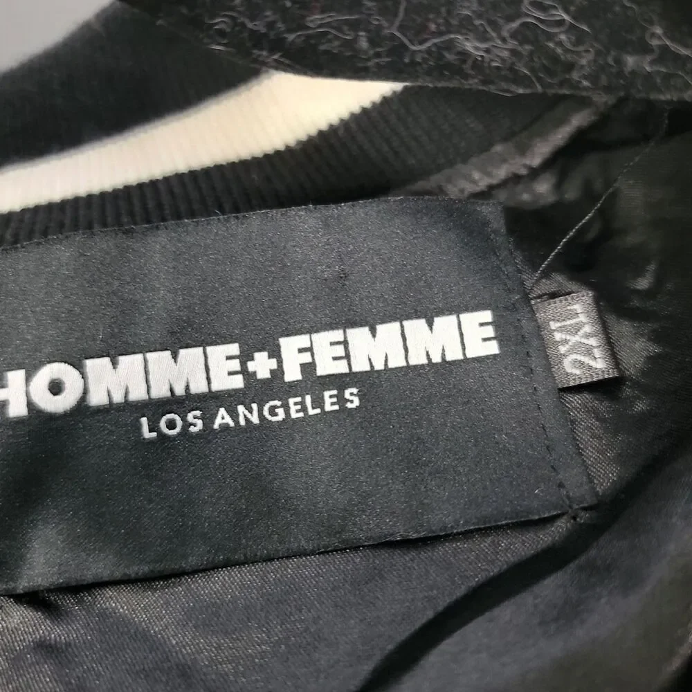 Homme + Femme LA Unisex 2XL Jacket Black Track Bomber Men Street Wear Unisex